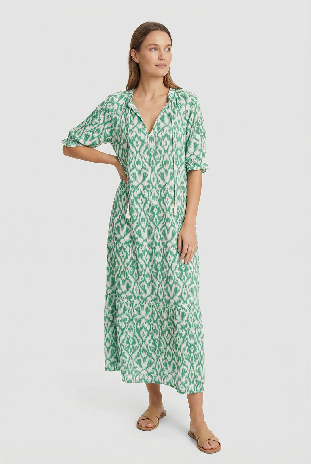 Denisa | Abito maxi floreale con scollatura a V
