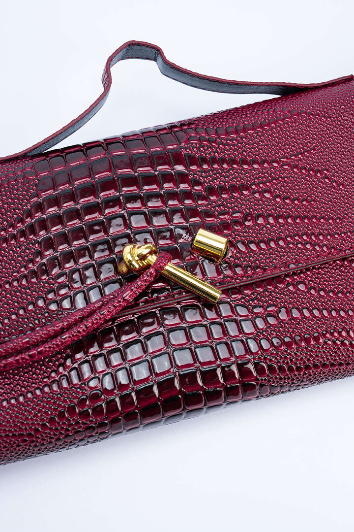 Borsa in similpelle con effetto coccodrillo