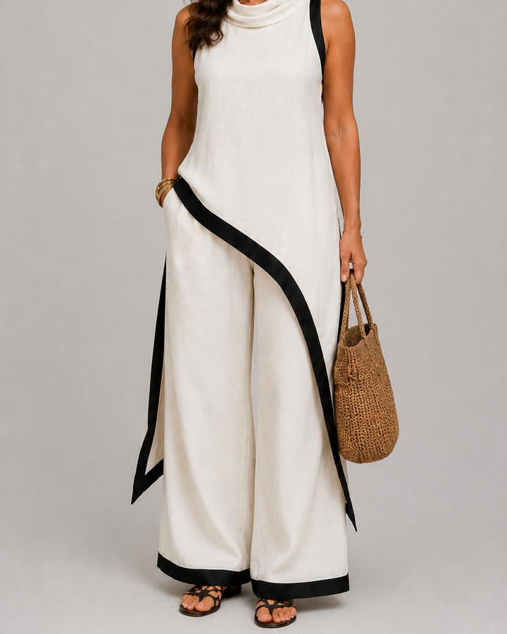 Leonora | Completo elegante con dettagli a contrasto