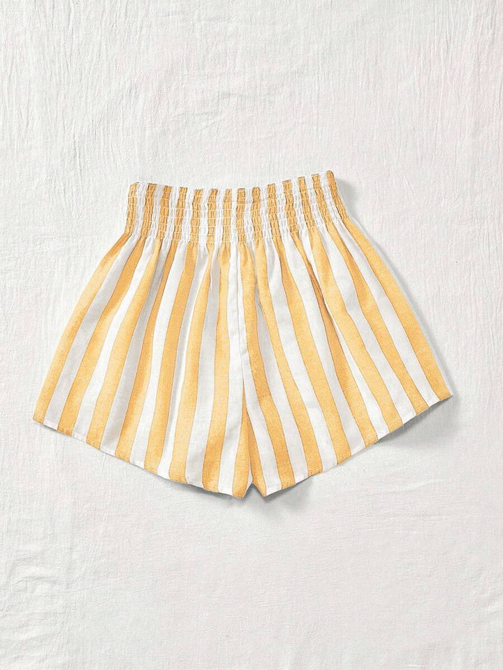 Pantaloni corti larghi a righe con vita alta