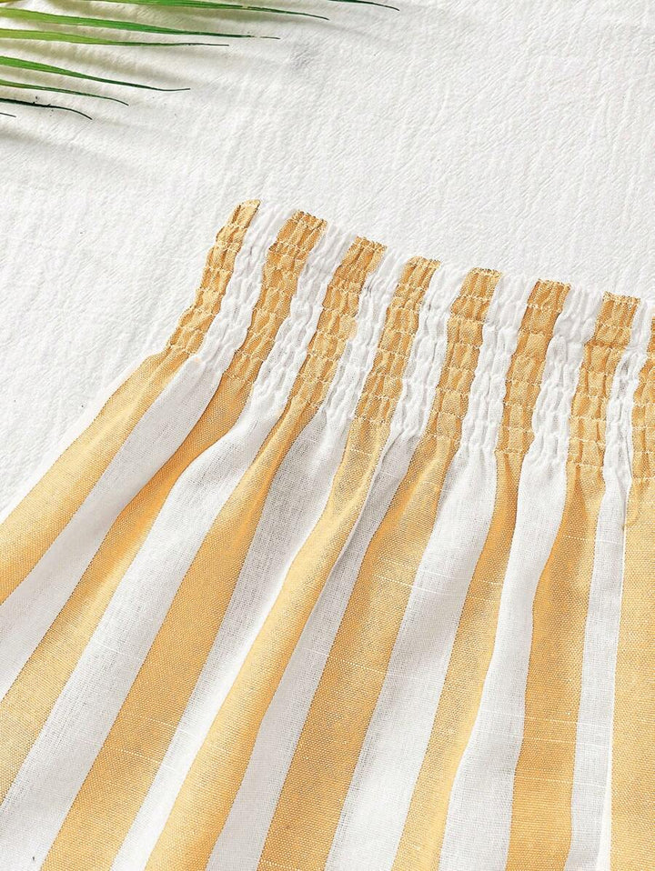 Pantaloni corti larghi a righe con vita alta