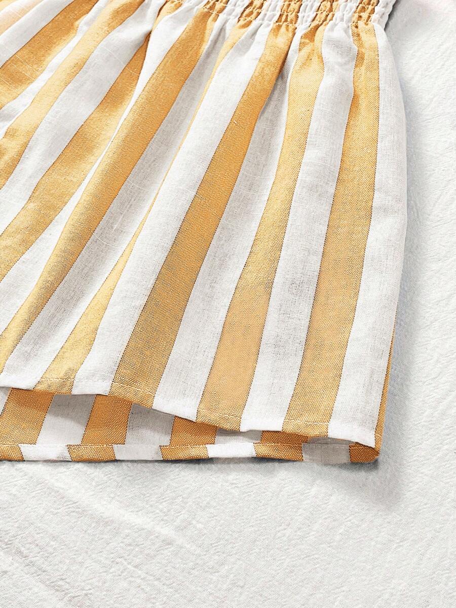 Pantaloni corti larghi a righe con vita alta