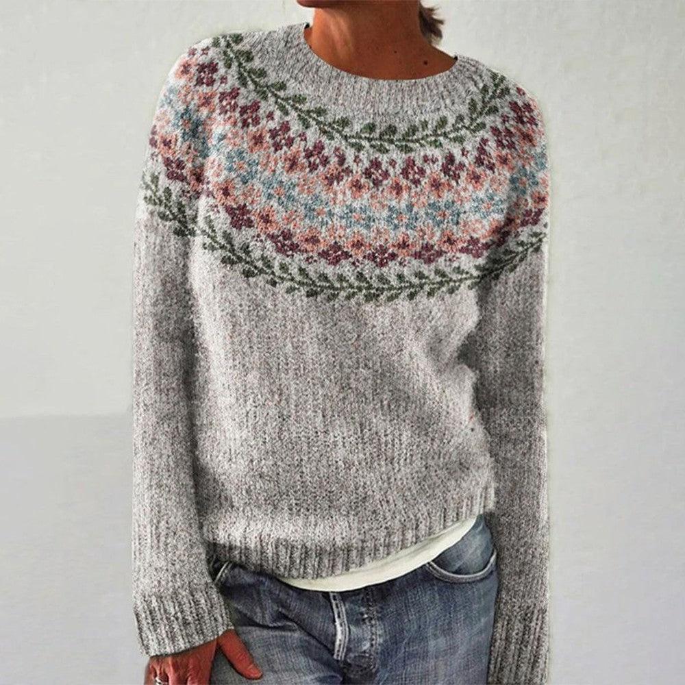 Maglione lavorato a maglia con motivo geometrico multicolore sulle spalle