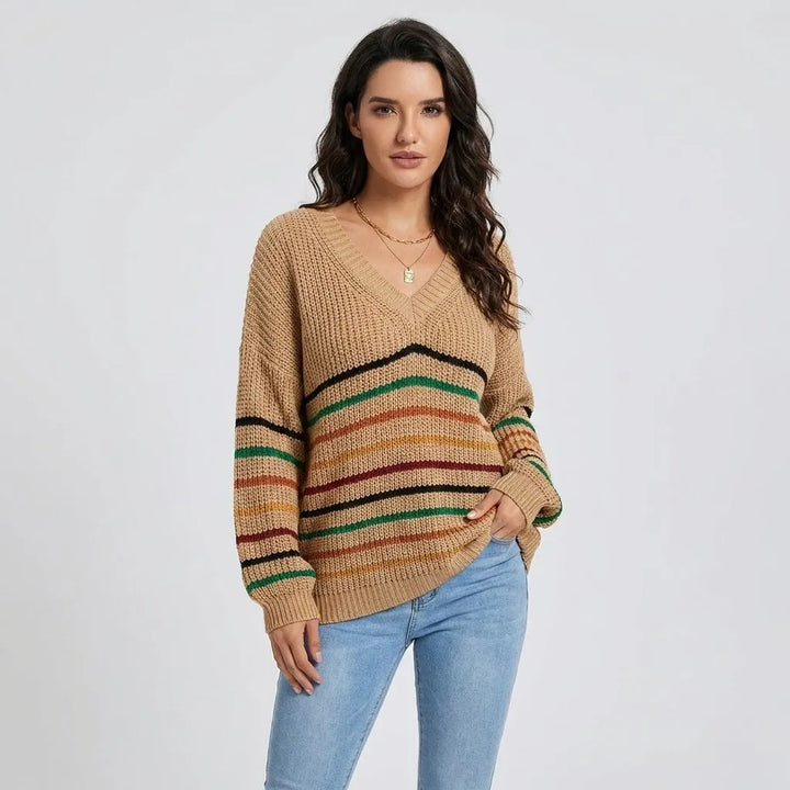 Maglione a maglia morbido con sottili righe in stile casual elegante