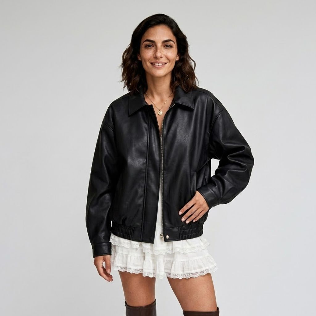 Giacca oversize con chiusura frontale in stile urbano casual