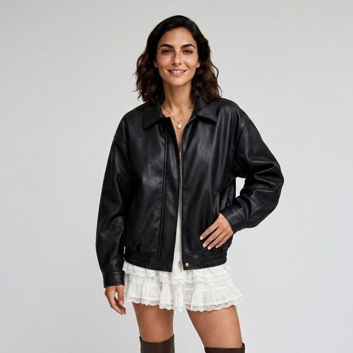 Giacca oversize con chiusura frontale in stile urbano casual