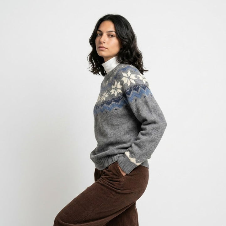 Maglione caldo in misto acrilico e poliestere con motivo nordico