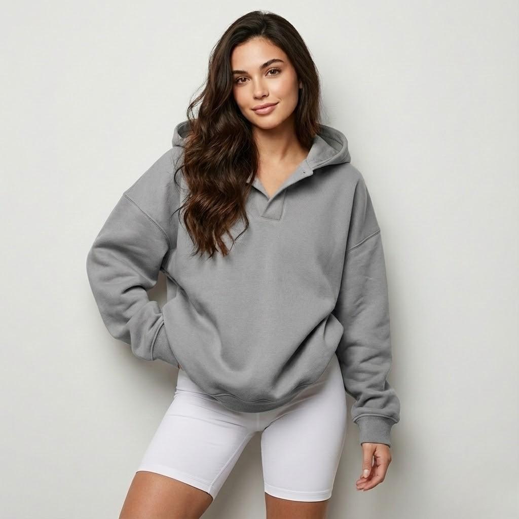 Felpa in misto cotone con taglio oversize e cappuccio