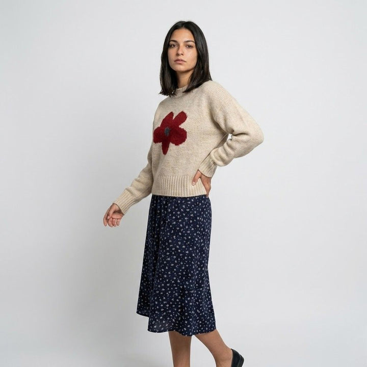 Maglione in acrilico con motivo floreale per un look casual