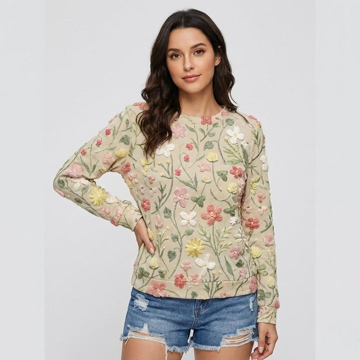 Maglione leggero a maglia con motivo floreale per un look casual