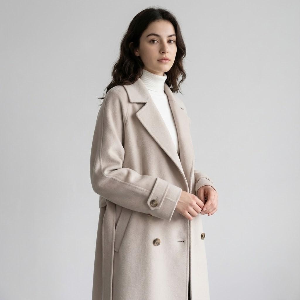 Cappotto lungo strutturato in misto lana con taglio morbido