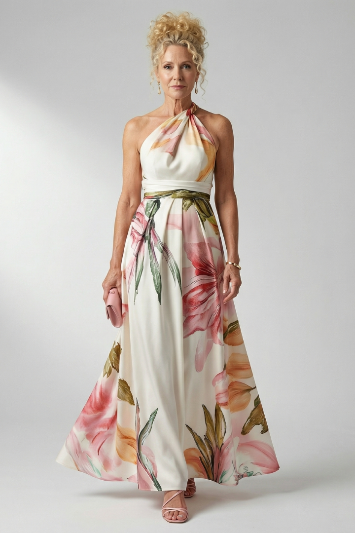 Dagmar | Abito maxi a fiori con scollatura halter