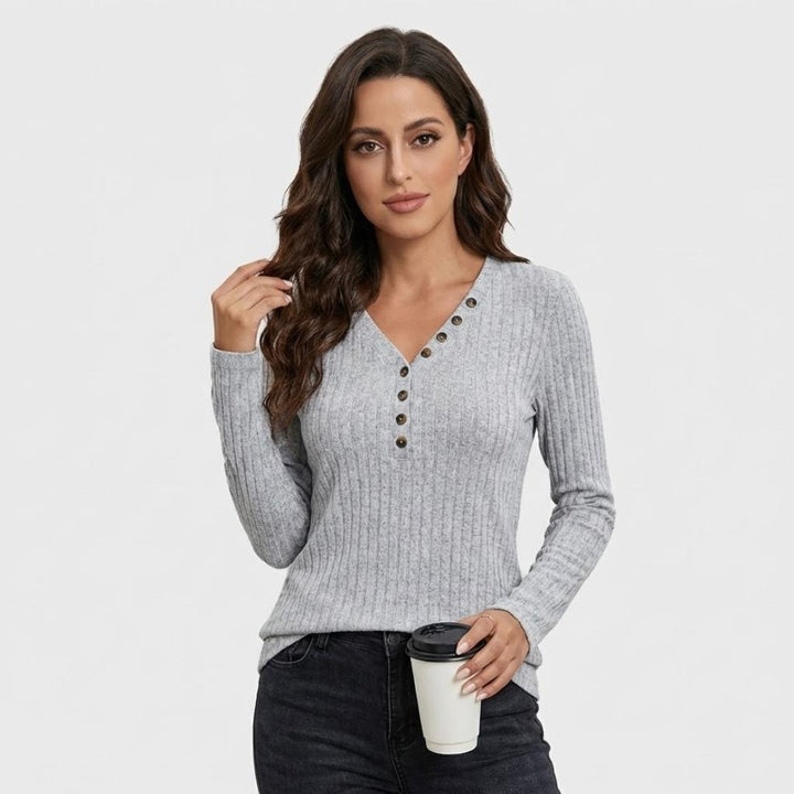 Maglione a coste in misto cotone con vestibilità aderente