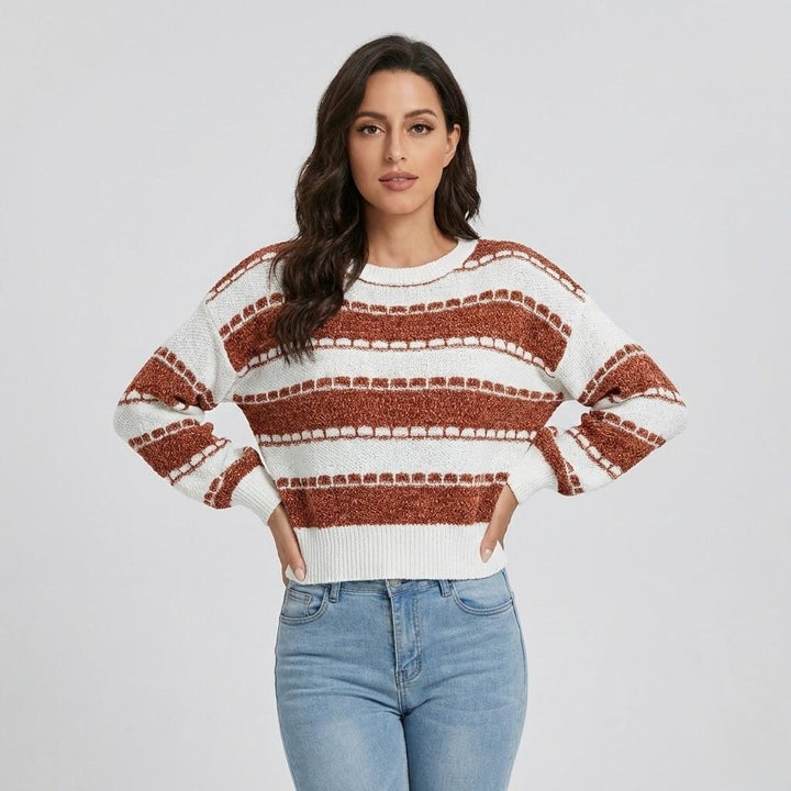 Maglione corto lavorato a maglia con strisce moderne e vestibilità ampia