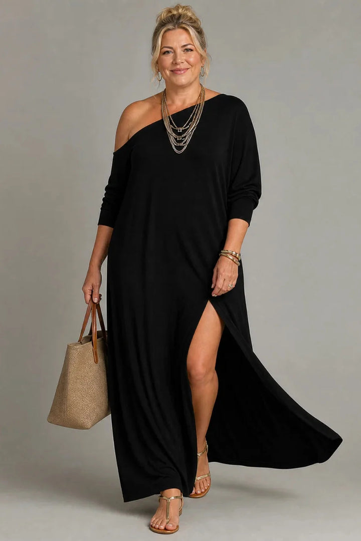 Dalila | Elegante maxi abito asimmetrico a spalla unica