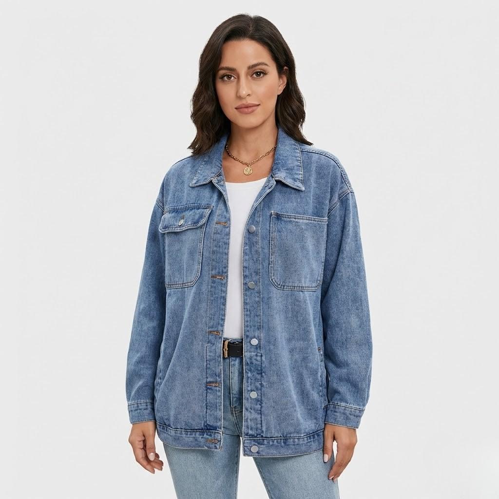 Giacca in denim a camicia con taglio loose