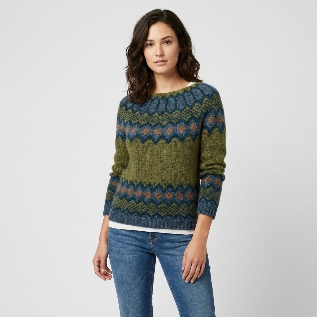 Maglione in misto lana con taglio loose e motivo geometrico