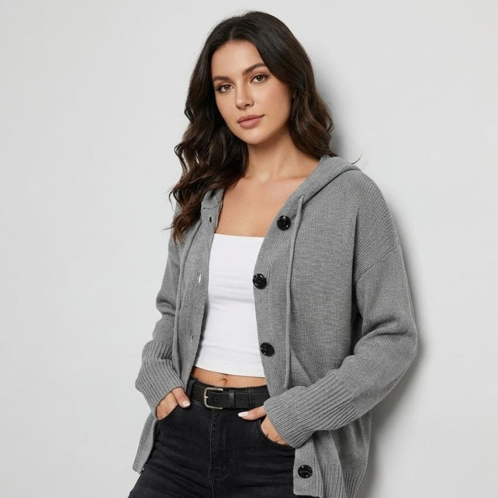 Cardigan lavorato a maglia in misto cotone e lana con bottoni classici