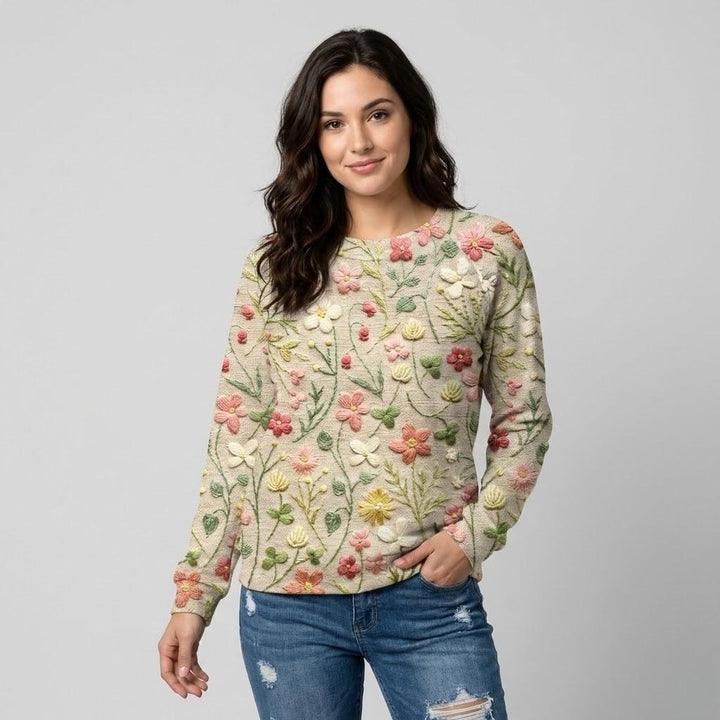 Maglione in misto cotone con ricamo decorativo