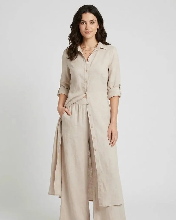 Ľubomíra | Completo con camicia lunga e pantaloni larghi