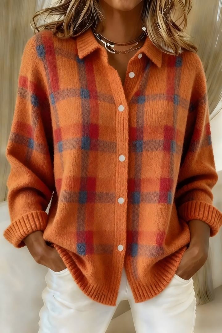 Cardigan a quadri con bottoni