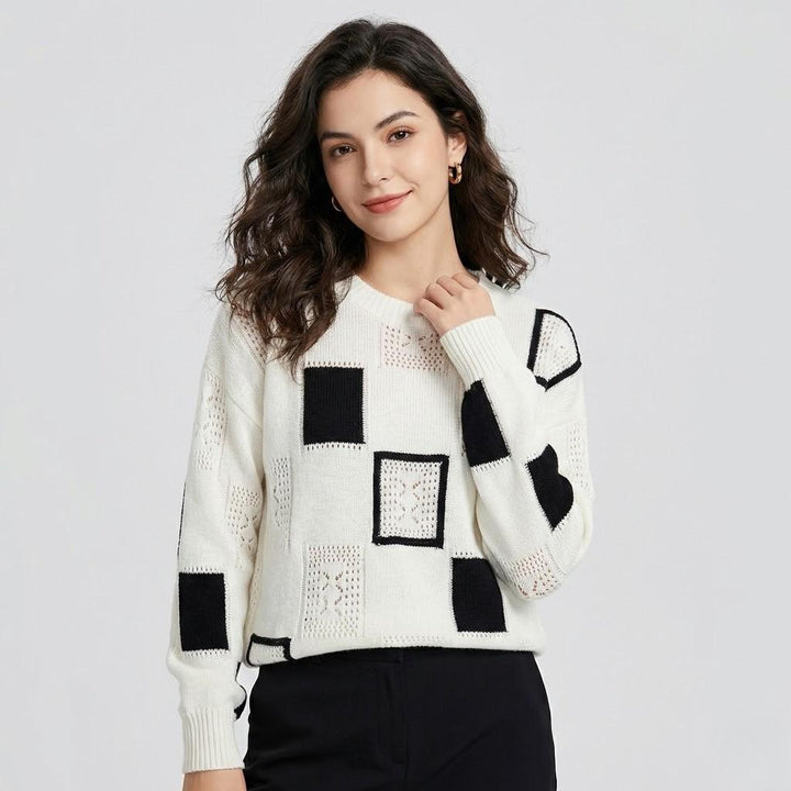 Maglione lavorato a maglia con moderno motivo geometrico e vestibilità ampia