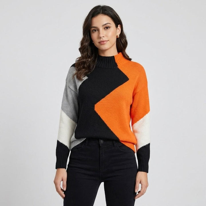 Maglione lavorato a maglia con motivo geometrico e vestibilità comoda