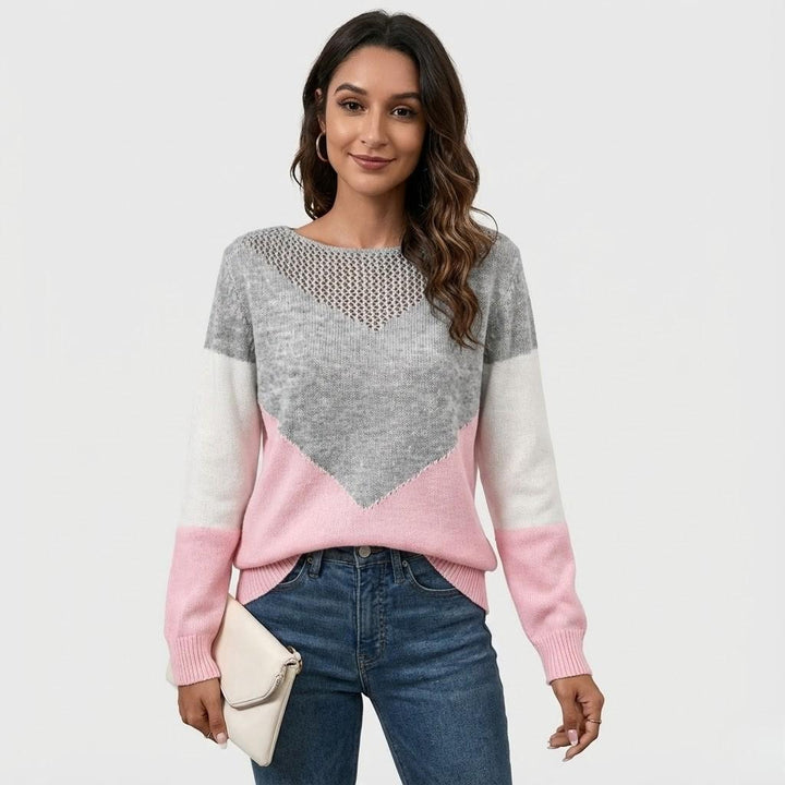 Maglione morbido lavorato a maglia con taglio dritto, scollatura a V e motivo geometrico