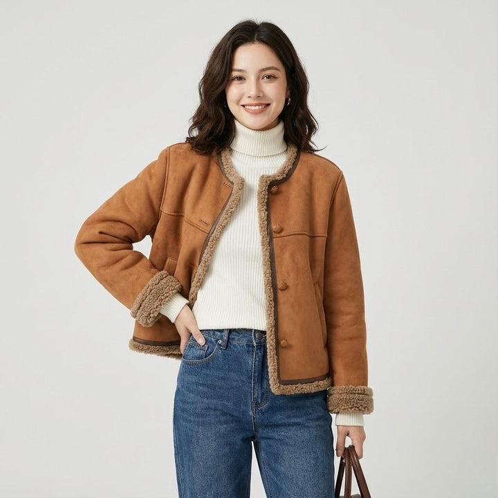 Giacca trapuntata con look scamosciato e vestibilità dritta