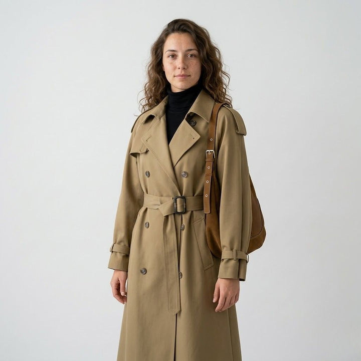 Trench classico lungo con cintura regolabile
