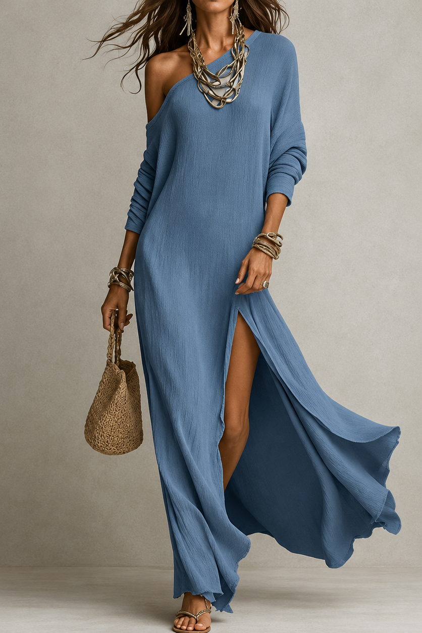Dalila | Eleganti abito maxi asimmetrico a spalla unica