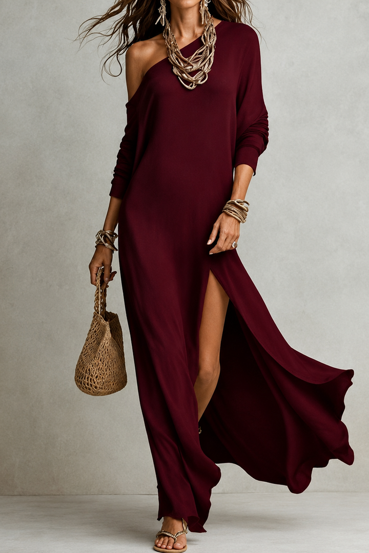 Dalila | Eleganti abito maxi asimmetrico a spalla unica