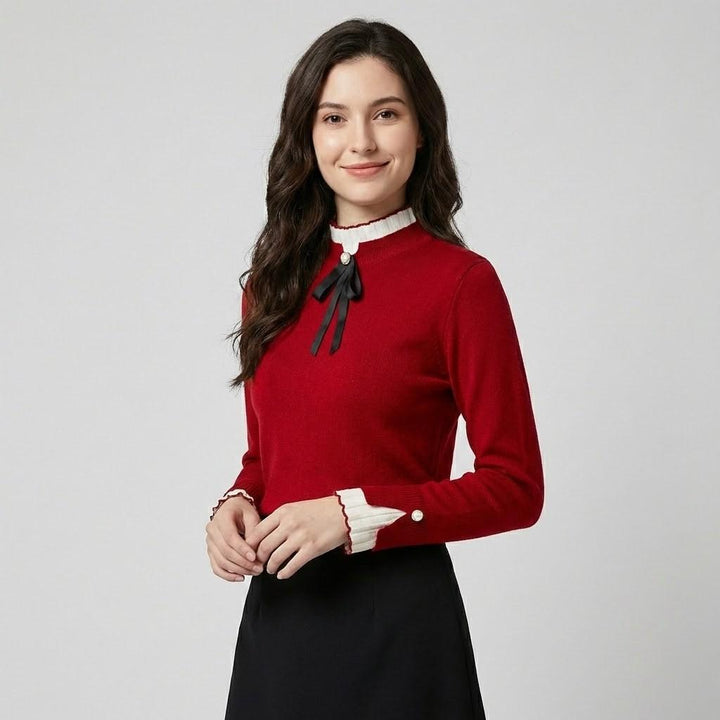 Blusa elegante con fiocco decorativo