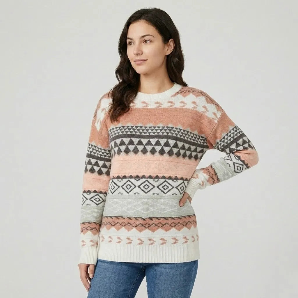 Maglione lavorato a maglia con taglio dritto e motivo etnico