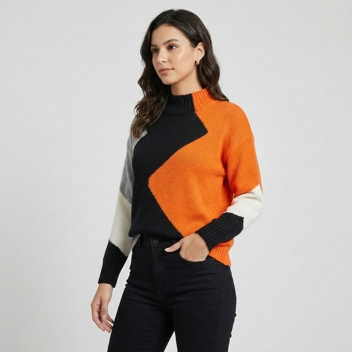Maglione lavorato a maglia con motivo geometrico e vestibilità comoda