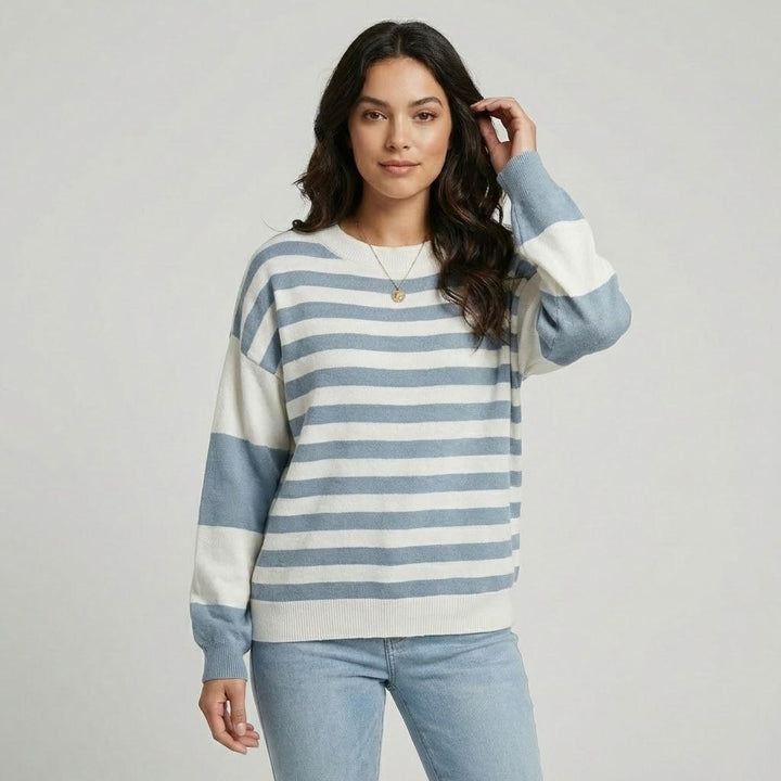 Maglione in misto cotone con taglio loose e strisce moderne