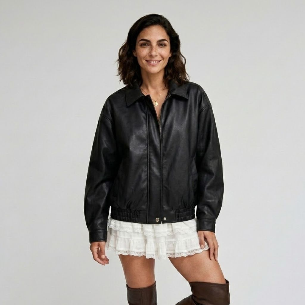 Giacca oversize con chiusura frontale in stile urbano casual