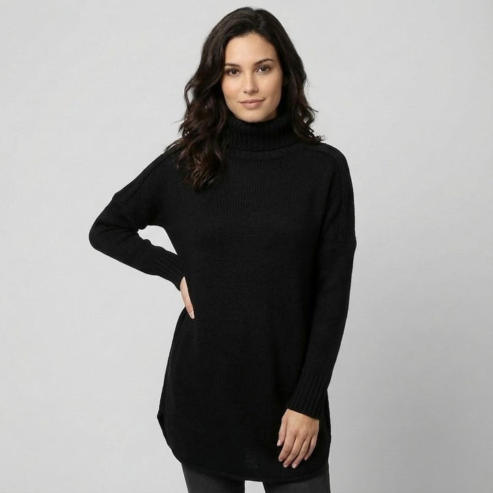 Maglione lungo e caldo in misto lana con taglio ampio e collo alto