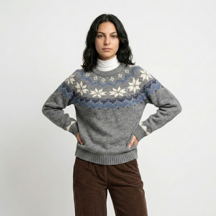 Maglione caldo in misto acrilico e poliestere con motivo nordico