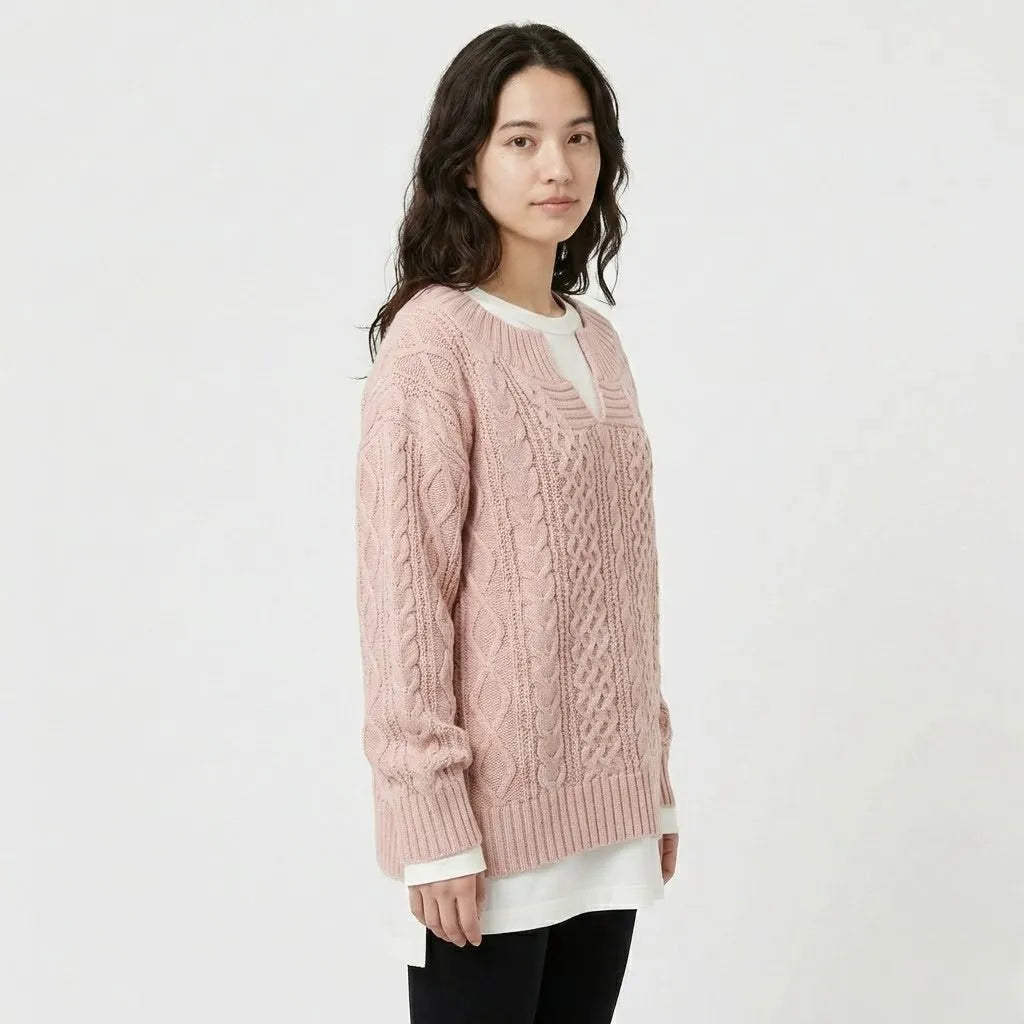 Set oversize in maglia con motivo a treccia