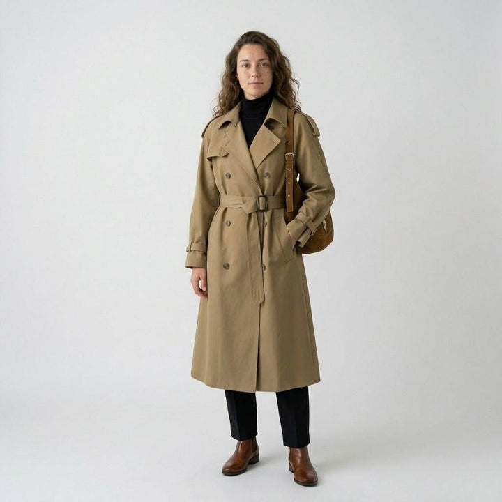 Trench classico lungo con cintura regolabile