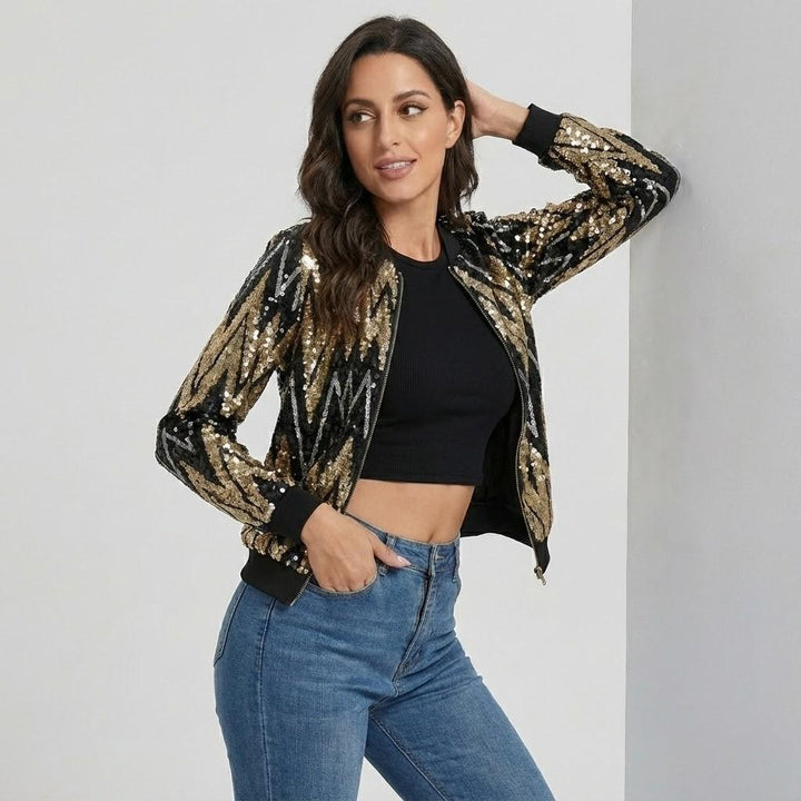 Giacca bomber corta con leggero lucido in elegante stile urbano