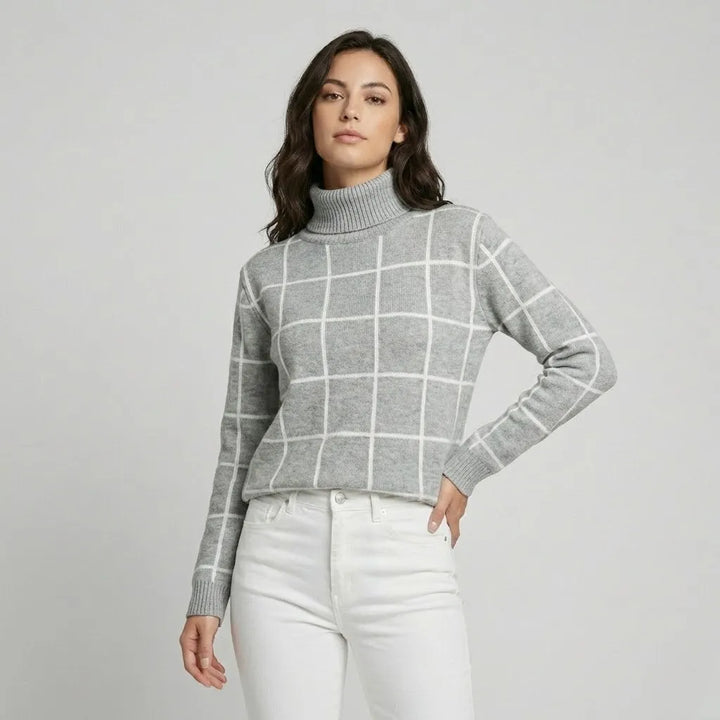 Maglione a collo alto con motivo geometrico