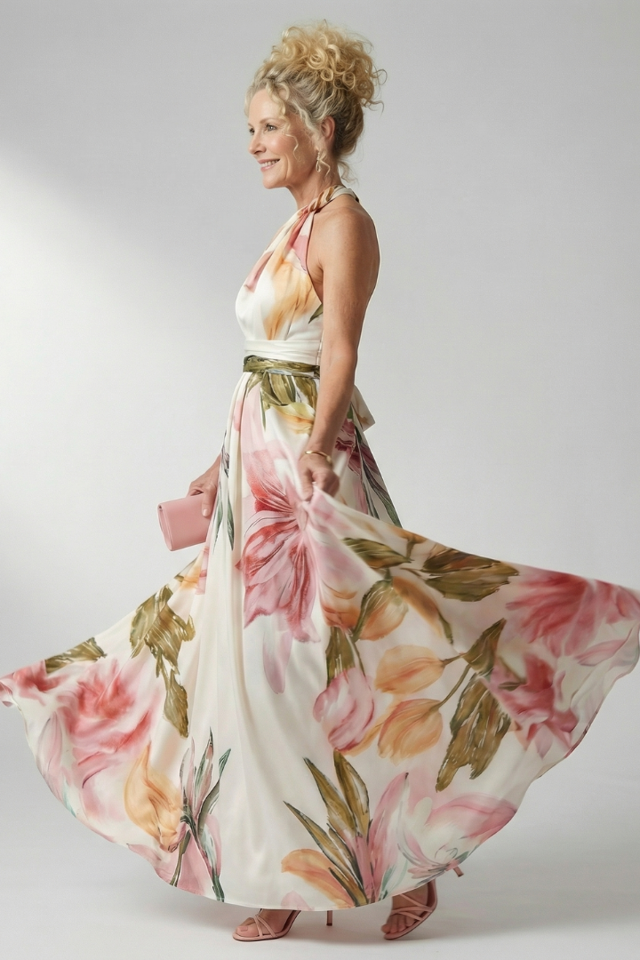 Dagmar | Abito maxi a fiori con scollatura halter