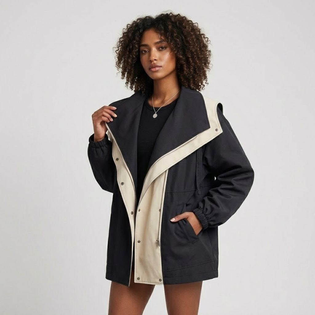 Parka corta con cappuccio in stile urbano