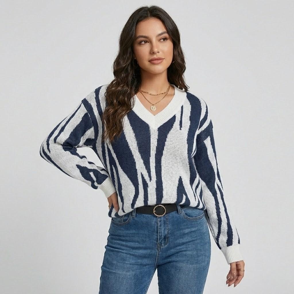 Maglione a maglia con taglio dritto e scollatura a V