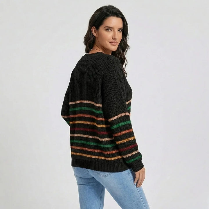 Maglione a maglia morbido con sottili righe in stile casual elegante