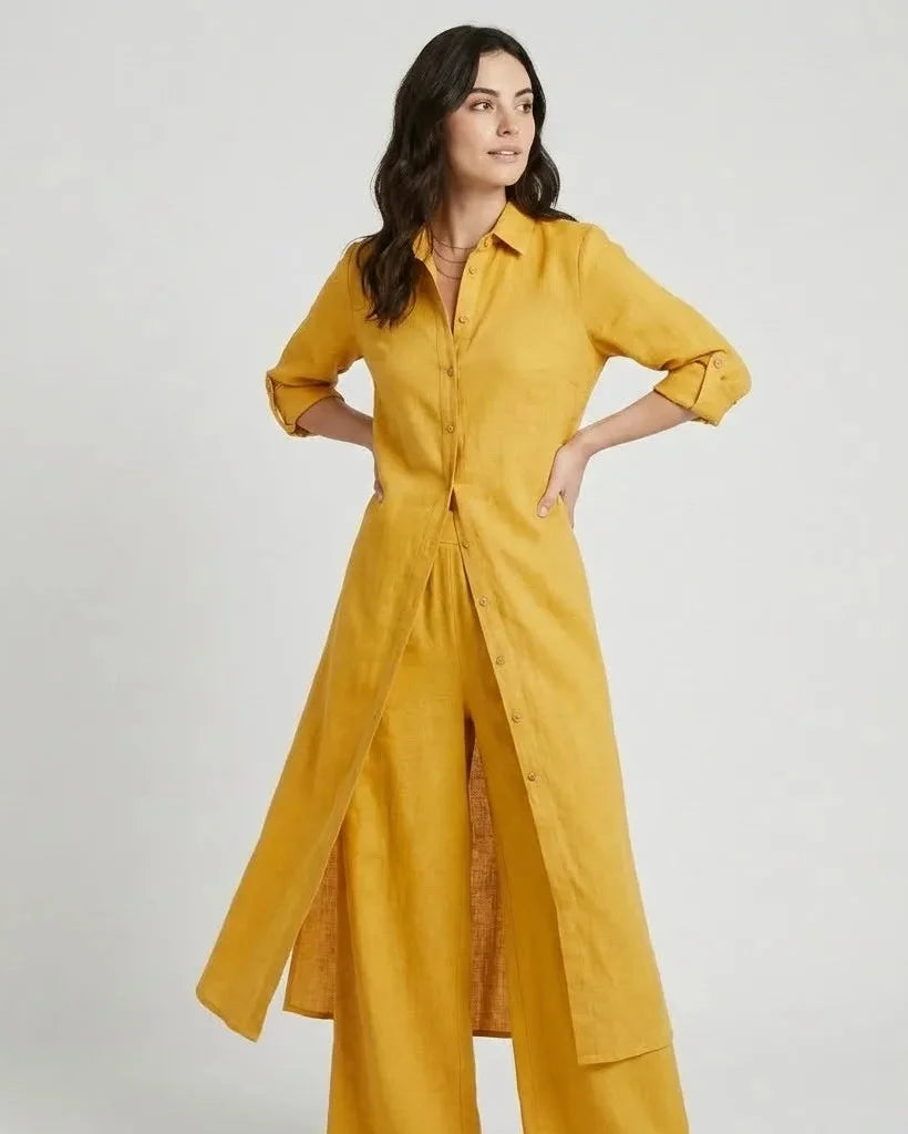 Ľubomíra | Completo con camicia lunga e pantaloni larghi