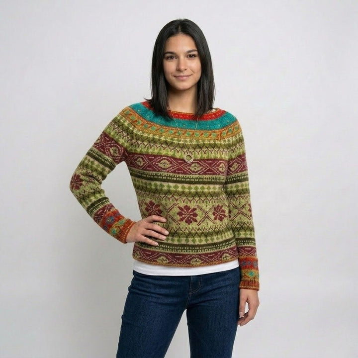 Maglione in misto acrilico e poliestere con motivo etnico