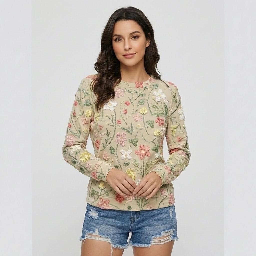 Maglione leggero a maglia con motivo floreale per un look casual